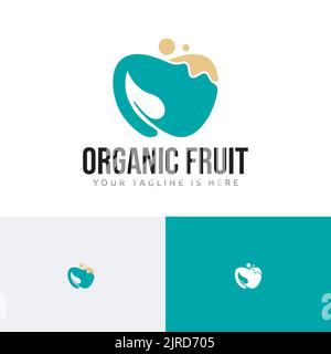 Organic Fruit Green Apple Food Drink Logo Stock Vector