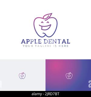 Apple Dental Dentist Clinic Happy Cartoon Line Logo Stock Vector