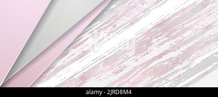 Abstract tech corporate banner with pink and grey marble texture. Vector design Stock Vector