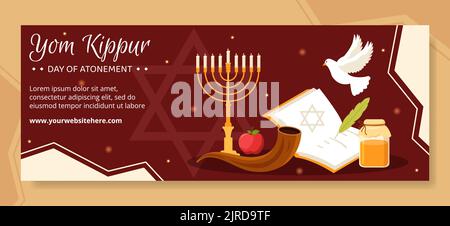 Yom Kippur Day Celebration Cover Template Hand Drawn Cartoon Flat Illustration Stock Vector