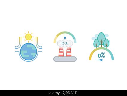 Climate change icons collection isolated on white background. Vector illustration Stock Vector