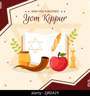 Yom Kippur Day Celebration Background Template Hand Drawn Cartoon Flat Illustration Stock Vector