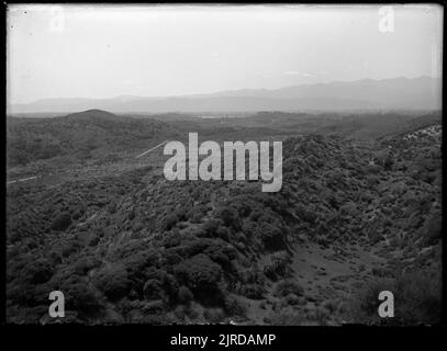 Horowhenua Hills and Middens - Lake Horowhenua, 1927, 1927, by Leslie Adkin. Stock Photo