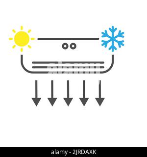Conditioner. A device for cooling and heating indoor air. The template of the icon, sign and pictogram. Empty outline, flat style Stock Vector