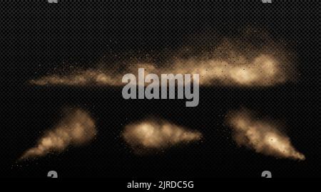 Sand clouds, car, sandstorm or dust dirty brown smoke trails. Heavy ...
