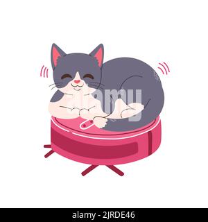 Cat on robot vacuum cleaner flat design vector Stock Vector