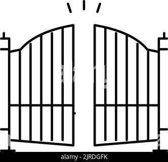 Automatic garden gate icon. Outline Automatic garden gate vector icon ...