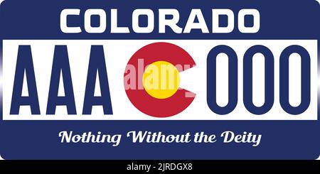 Vehicle license plates marking in Colorado in United States of America, Car plates.Vehicle license numbers of different American states.Vintage print Stock Vector