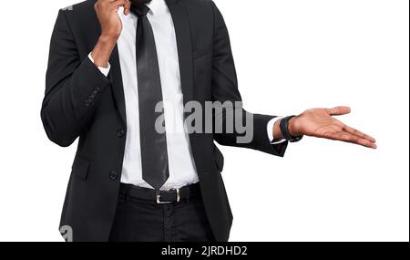 Closeup of angry young african man screaming while talking on smartphone isolated on white background Stock Photo