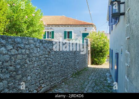 Romantic streets in the old town of Osor on the island of Cres in Croatia Stock Photo