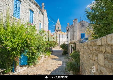 Romantic streets in the old town of Osor on the island of Cres in Croatia Stock Photo