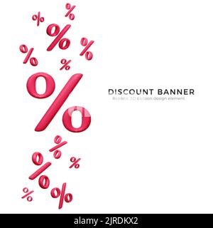Special offer discount banner. Red percent or interest sign. Falling percentage symbols. Vector illustration Stock Vector