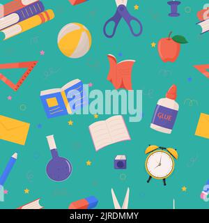 School and education related objects seamless pattern. Vector illustration Stock Vector