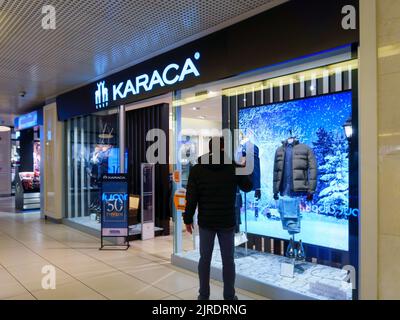 Fatih, Istanbul - Mar 23, 2022: Landscape View of Karaca Ready Wear Store. It was Founded in Bandirma in 1917 Exporting to Europe and the Middle East Stock Photo