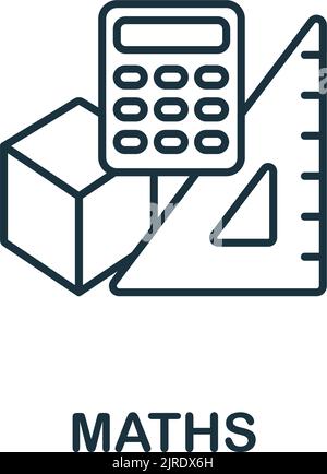 Maths icon. Line simple Science icon for templates, web design and infographics Stock Vector