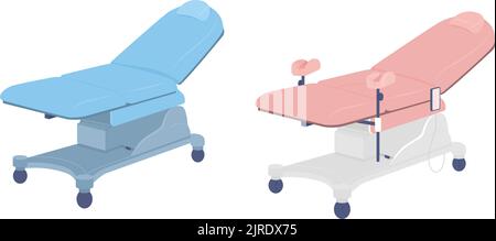 Medical examining chairs semi flat color vector objects set Stock Vector