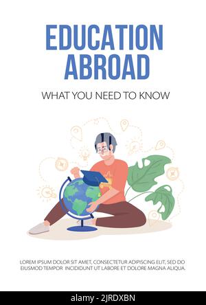 Education abroad flat vector banner template Stock Vector