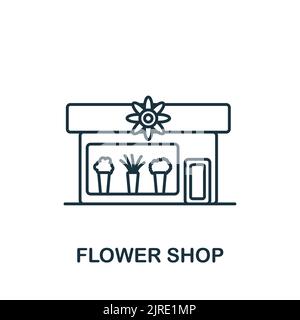 Flower Shop icon. Simple line element symbol for templates, web design and infographics.. Stock Vector