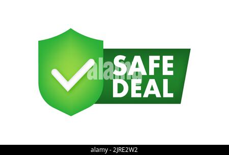 Safe deal. Check mark icon. International agreement. Vector stock illustration. Stock Vector