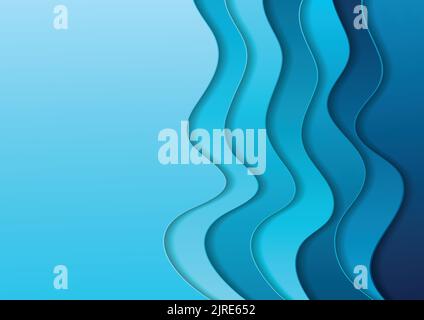 Bright blue material elegant waves abstract background. Vector corporate design Stock Vector