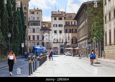 FLORENCE, ITALY - SEPTEMBER 18, 2018: These are historical buildings along the Antonio Magliabechi Street. Stock Photo