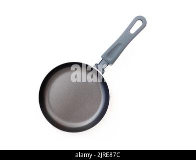 Iron blank pan or frying pan isolated on white, top view Stock Photo