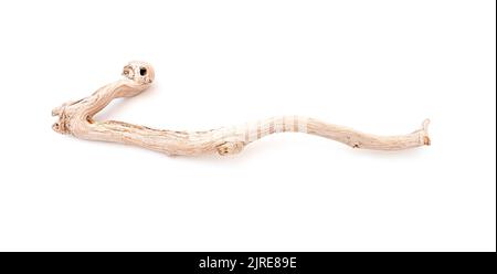 Wooden curved snag stick isolated on white, top view Stock Photo