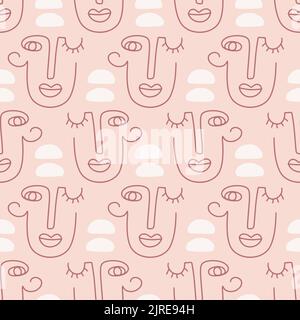 Abstract faces seamless pattern texture Stock Vector