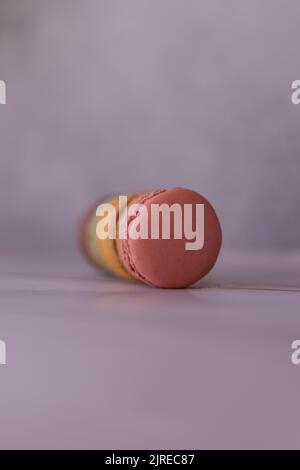 colored macaroons isolated on gray background Stock Photo