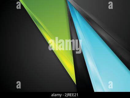 Black, blue and green abstract glossy stripes vector corporate background Stock Vector