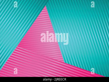 Turquoise and pink abstract corporate striped background. Tech vector design Stock Vector