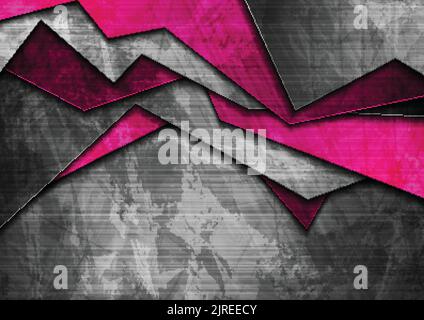 Grunge tech material contrast purple and dark grey corporate texture background. Vector illustration Stock Vector