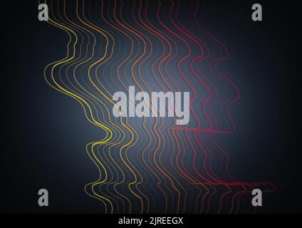 Abstract tech concept futuristic background with curved dotted waves. Vector design Stock Vector