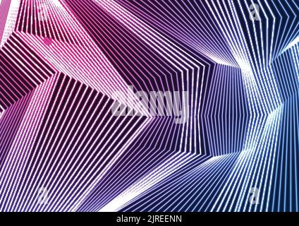 Blue ultraviolet neon curved lines abstract background. Vector retro tech design Stock Vector