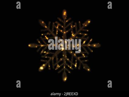 Golden iridescent flickering snowflake Christmas vector background Stock Vector