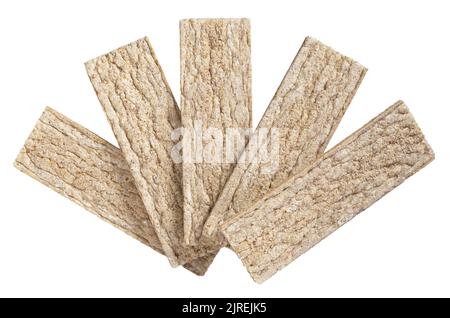 Crispbreads isolated on white background, top view. Dietary food Stock Photo