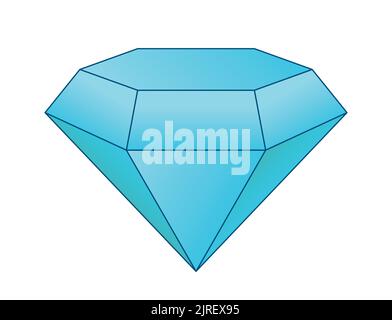 Blue diamond and brilliant gemstone vector illustration icon Stock Vector