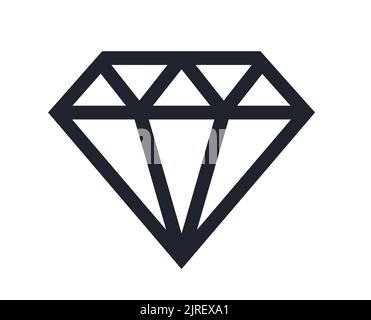 Diamond and geometric brilliant gemstone line art vector icon Stock Vector