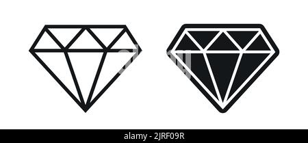 Diamond and geometric crystal gemstone line art vector icon Stock Vector