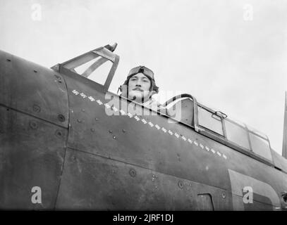 Squadron Leader Stanford Tuck, Royal Air Force in his Hawker Hurricane ...