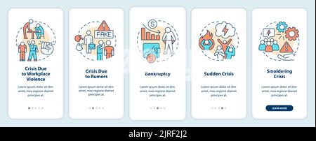 Types of risks onboarding mobile app screen Stock Vector