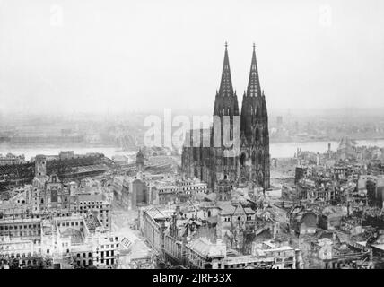 WW2 Cologne Cathedral 1945 intact standing after precision RAF Allied ...