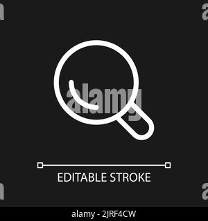 On-site search pixel perfect white linear ui icon for dark theme Stock Vector