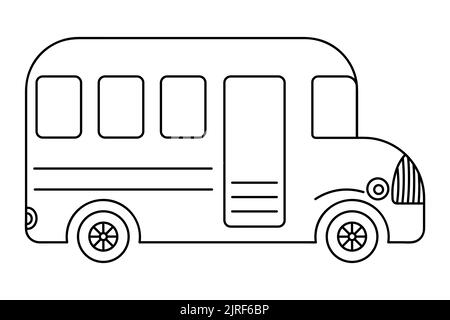 School bus. Sketch. Vector illustration. Vehicles that take children to school. Coloring book. School theme. Doodle style. Stock Vector