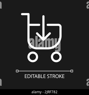 Loading shopping cart pixel perfect white linear ui icon for dark theme Stock Vector