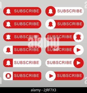 Subscribe button collection set. Suitable for your social media channel. Easy editable stroke. Vector illustration. EPS 10. Stock Vector