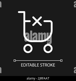 Clear shopping cart pixel perfect white linear ui icon for dark theme Stock Vector