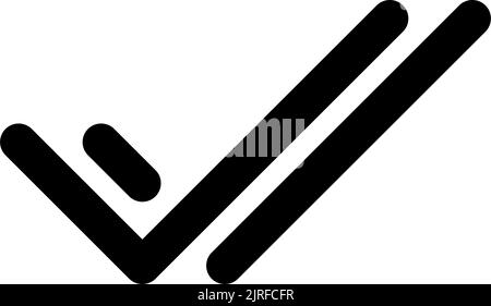 Two checkmarks black glyph ui icon Stock Vector
