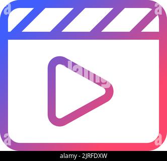 Video editing pixel perfect gradient linear ui icon Stock Vector