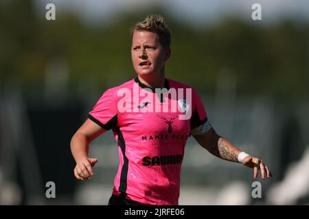 Turin, Italy, 21st August 2022. Julie Wojdyla of Racing Union reacts during the UEFA Women's Champions League match at Juventus Training Centre, Turin. Picture credit should read: Jonathan Moscrop / Sportimage Stock Photo